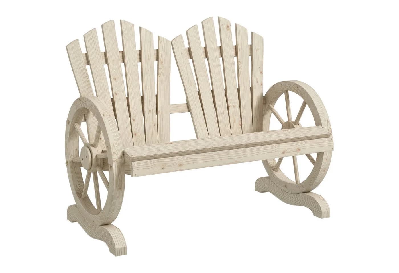 Outsunny Gartenbank 2-Sitzer Tannenholz Natur
