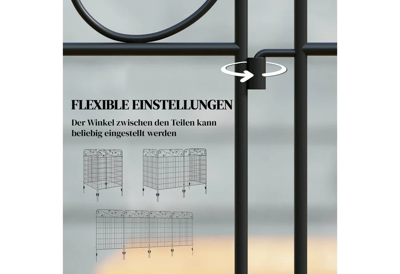 Outsunny Dekorativer Metall-Gitterzaun Schwarz 4er Set - Bild 5