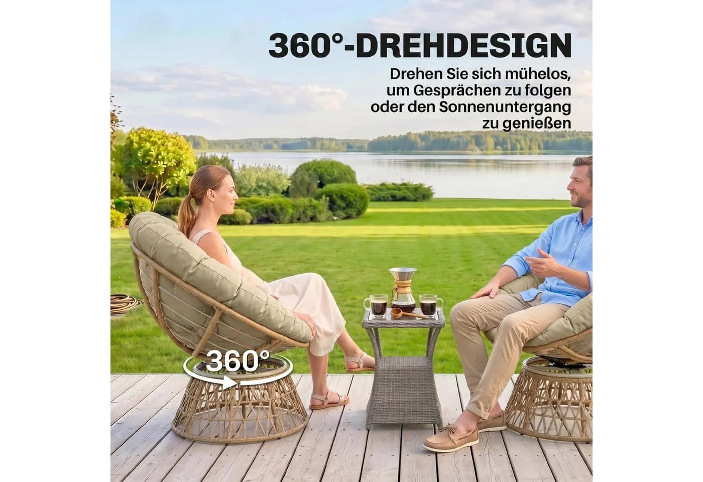 Outsunny Rattan-Drehstuhl Polyester PE Rattan - Bild 4