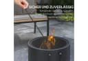 Outsunny Feuerschale mit Griff, Schürhaken und Funkenschutz, Metall Dunkelgrau Bild 5