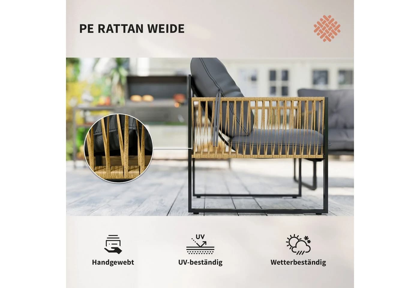 Outsunny Rattan Gartenlounge-Set 4-tlg. Braun - Bild 4