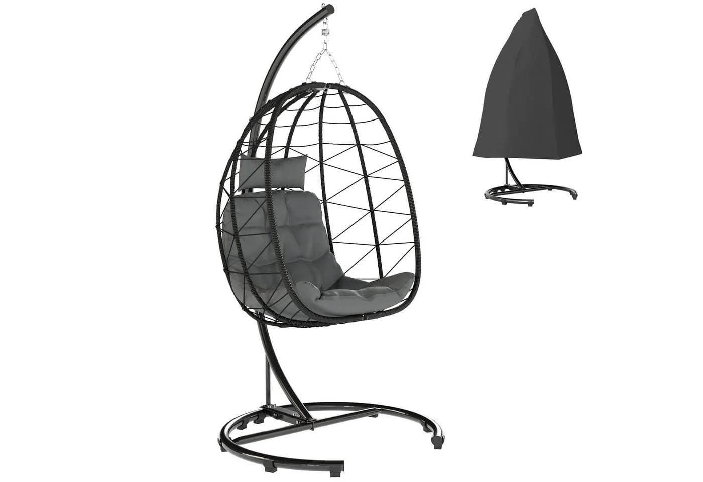 Outsunny Schaukelstuhl Hängesessel Rattan 195 cm Höhe