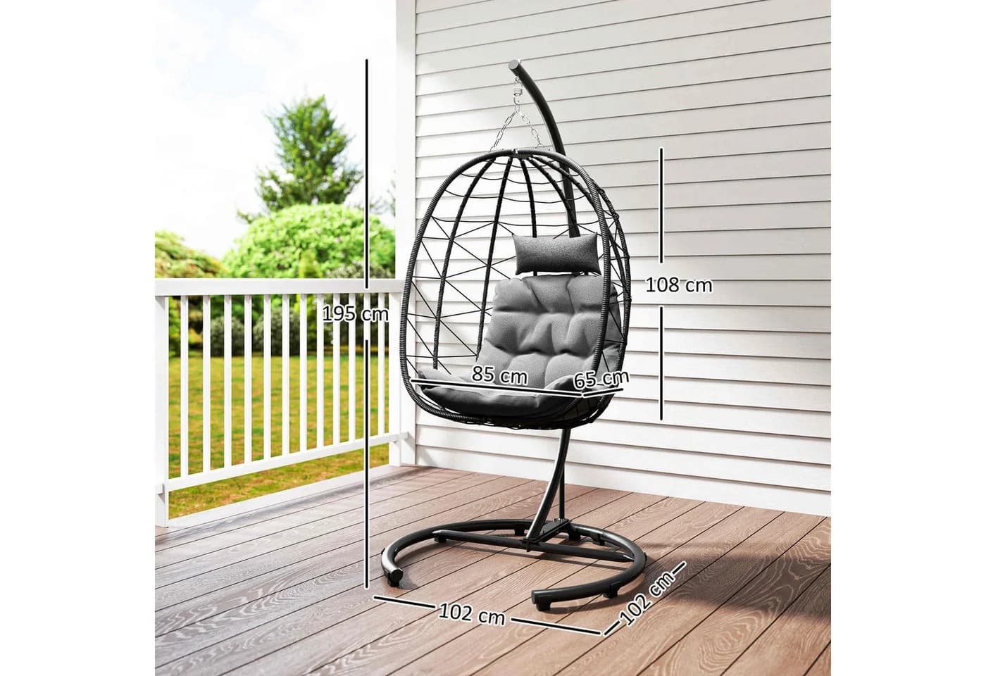 Outsunny Schaukelstuhl Hängesessel Rattan 195 cm Höhe - Bild 3