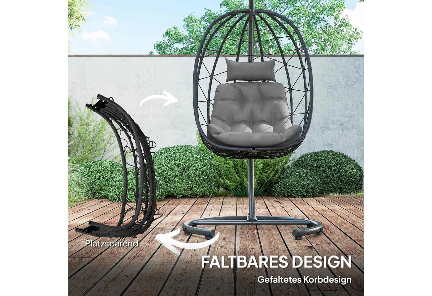 Outsunny Schaukelstuhl Hängesessel Rattan 195 cm Höhe - Bild 4
