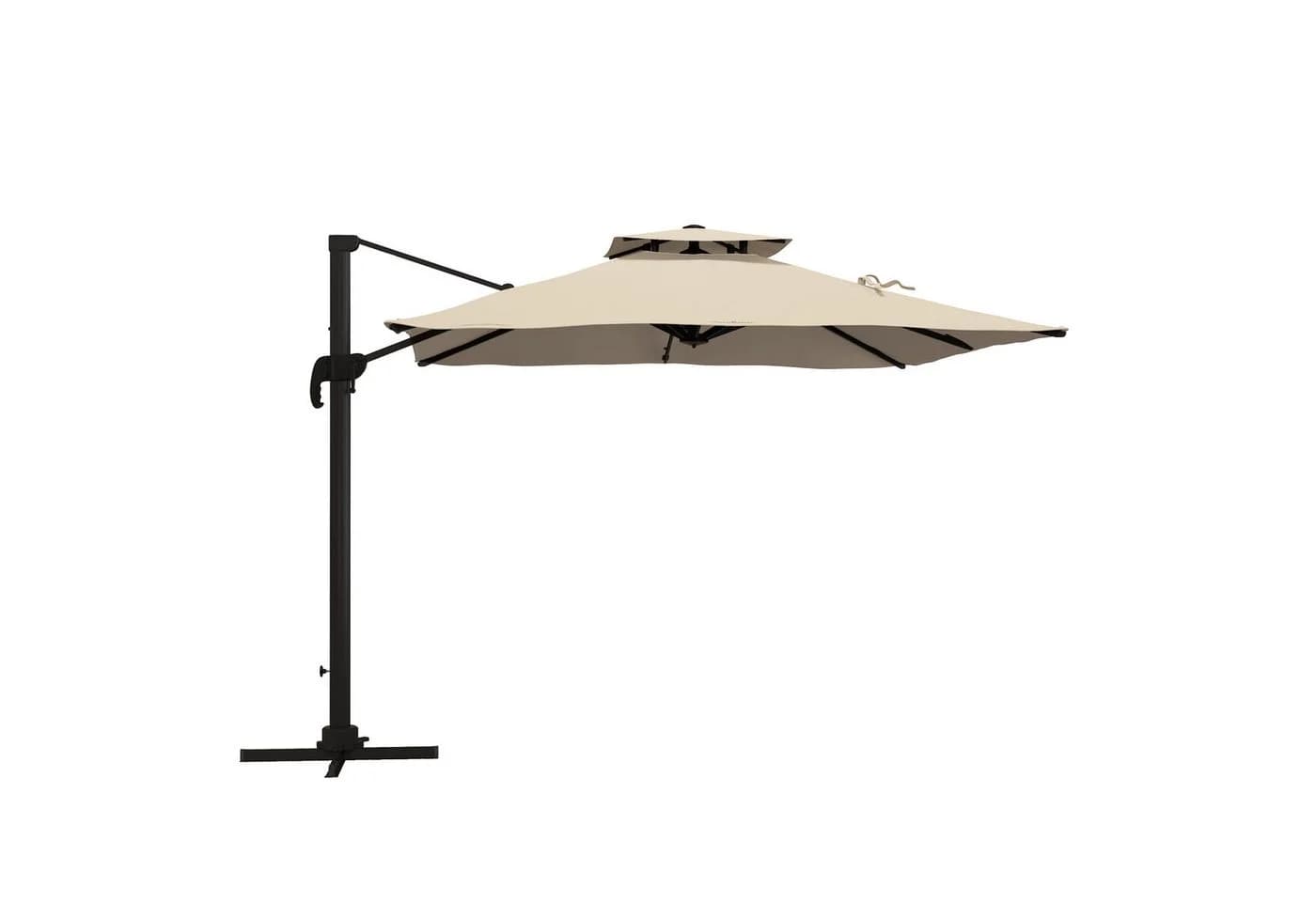 Outsunny Ampelschirm Sonnenschirm 360° schwenkbar Khaki Aluminium - Bild 2