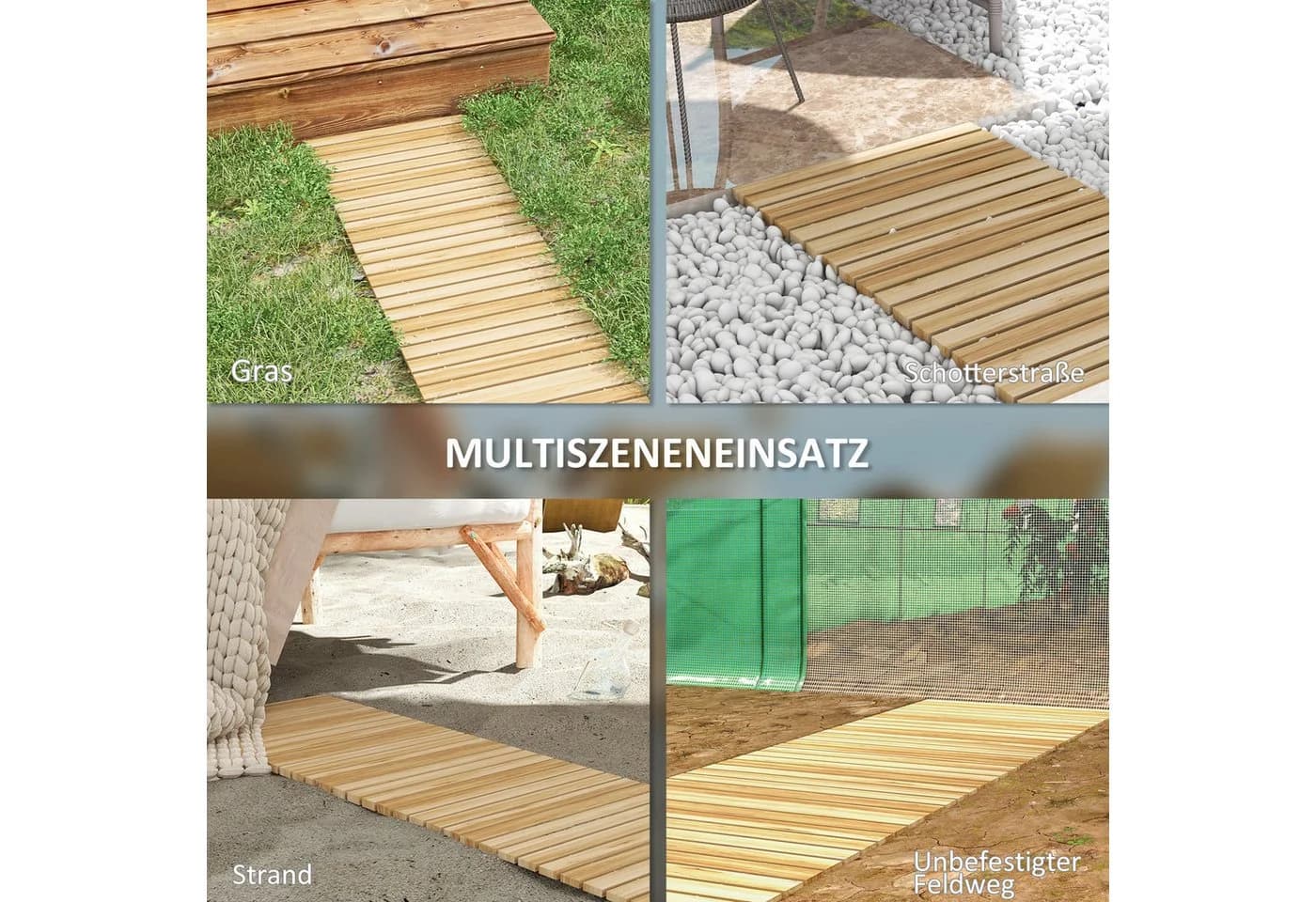 Outsunny Gartenweg Rollweg Wetterfest Tannenholz Natur - Bild 4