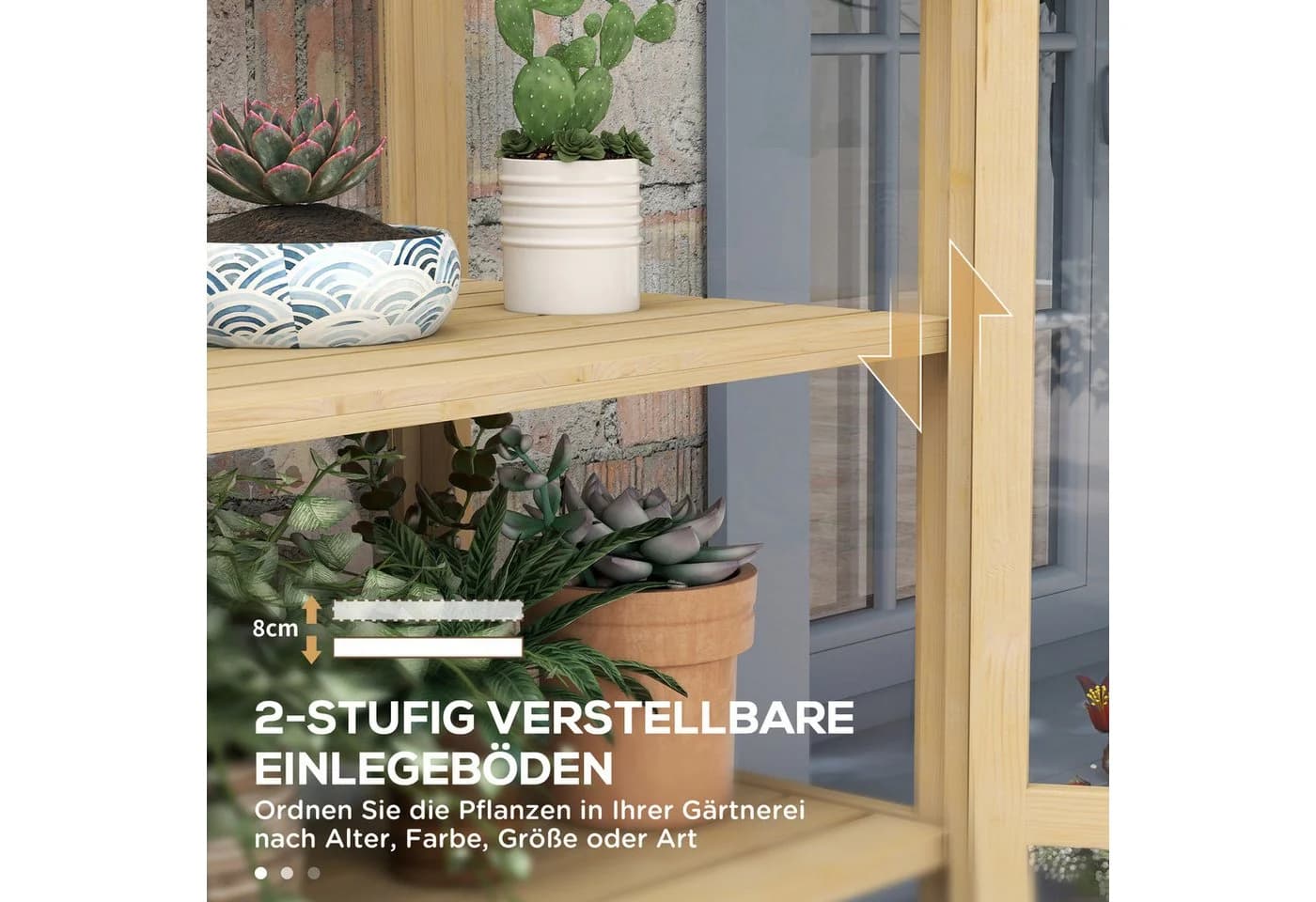 Outsunny Hochbeet Frühbeet aus Holz Gewächshaus 4 Ebenen - Bild 5