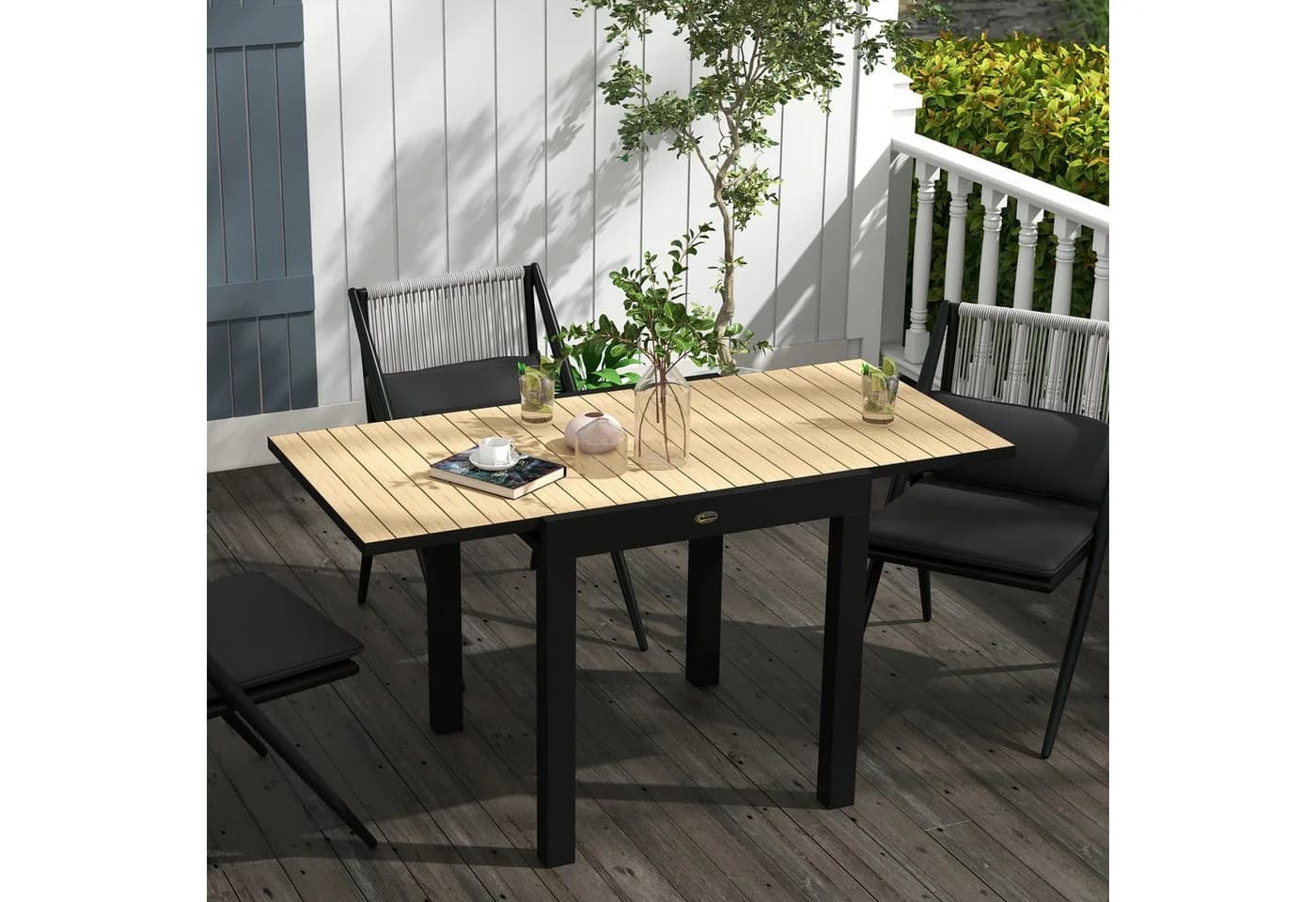 Outsunny Gartentisch Erweiterbarer Esstisch für 6 Personen Aluminium Gelb - Bild 2