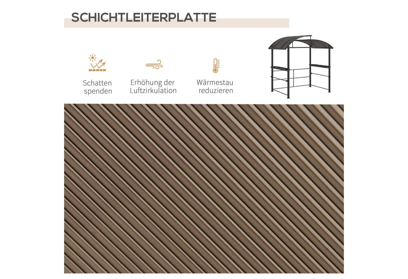 Outsunny Grillpavillon BBQ-Pavillon mit Ablagen Dunkelgrau - Bild 4