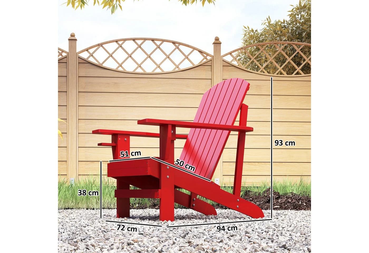 Outsunny Gartenstuhl Adirondack Rot mit Becherhalter - Bild 3