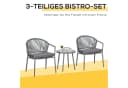 Outsunny Bistroset 3-tlg. Grau Stahl PE-Rattan mit Kissen Bild 4