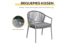 Outsunny Bistroset 3-tlg. Grau Stahl PE-Rattan mit Kissen Bild 5