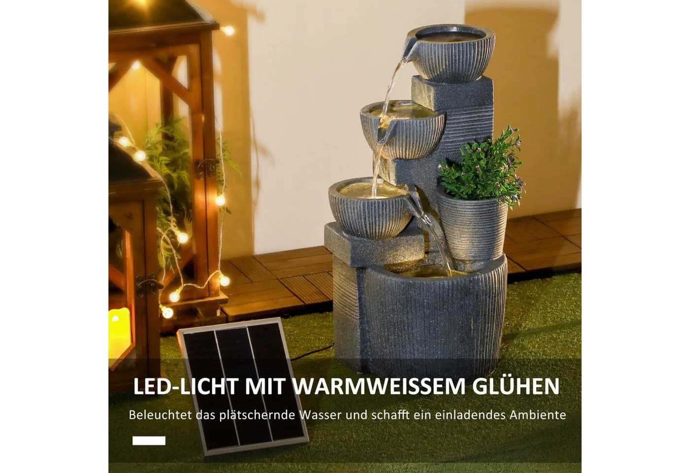 Outsunny Gartenbrunnen 4-stufig mit LED & Pumpe - Bild 4