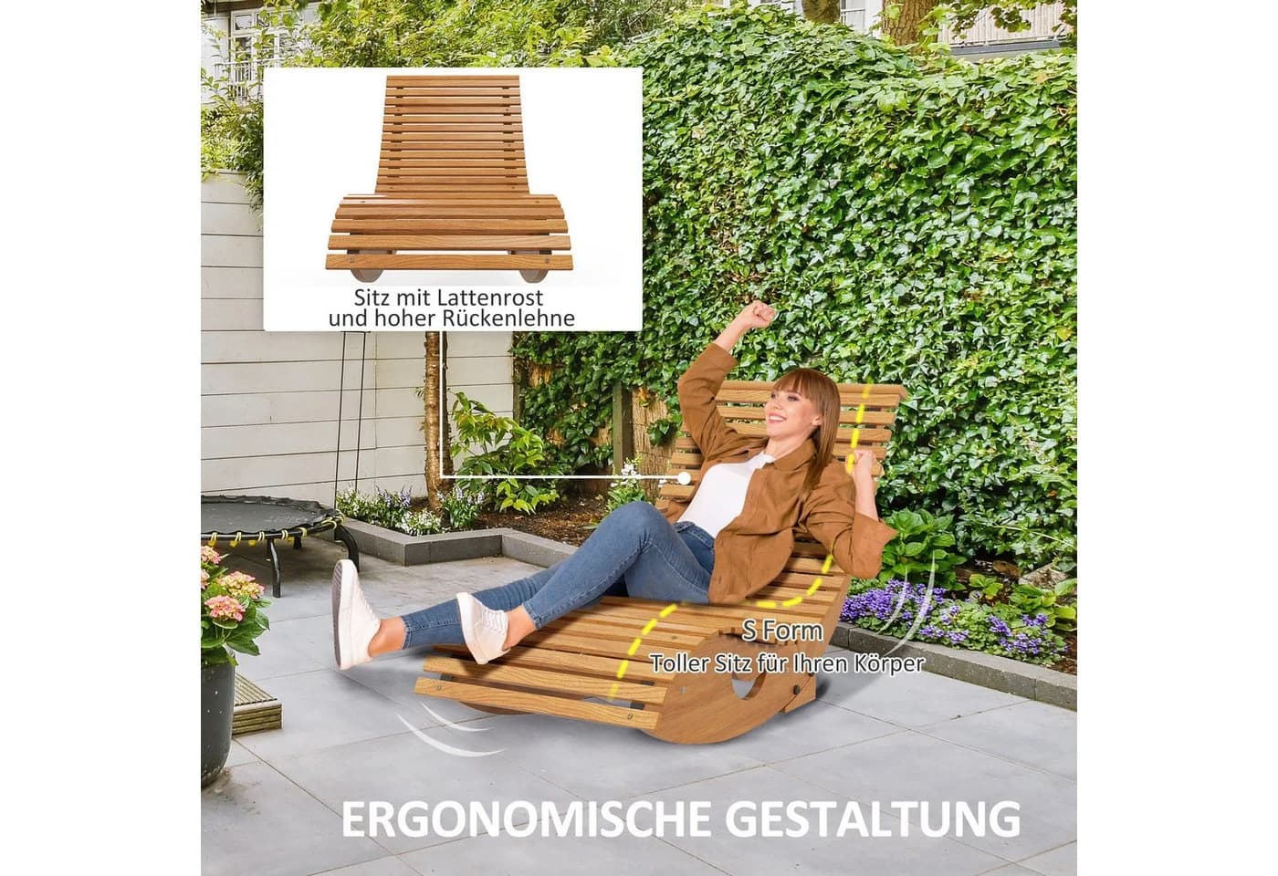 Outsunny Schaukelstuhl Tannenholz Kiefernholz - Bild 5