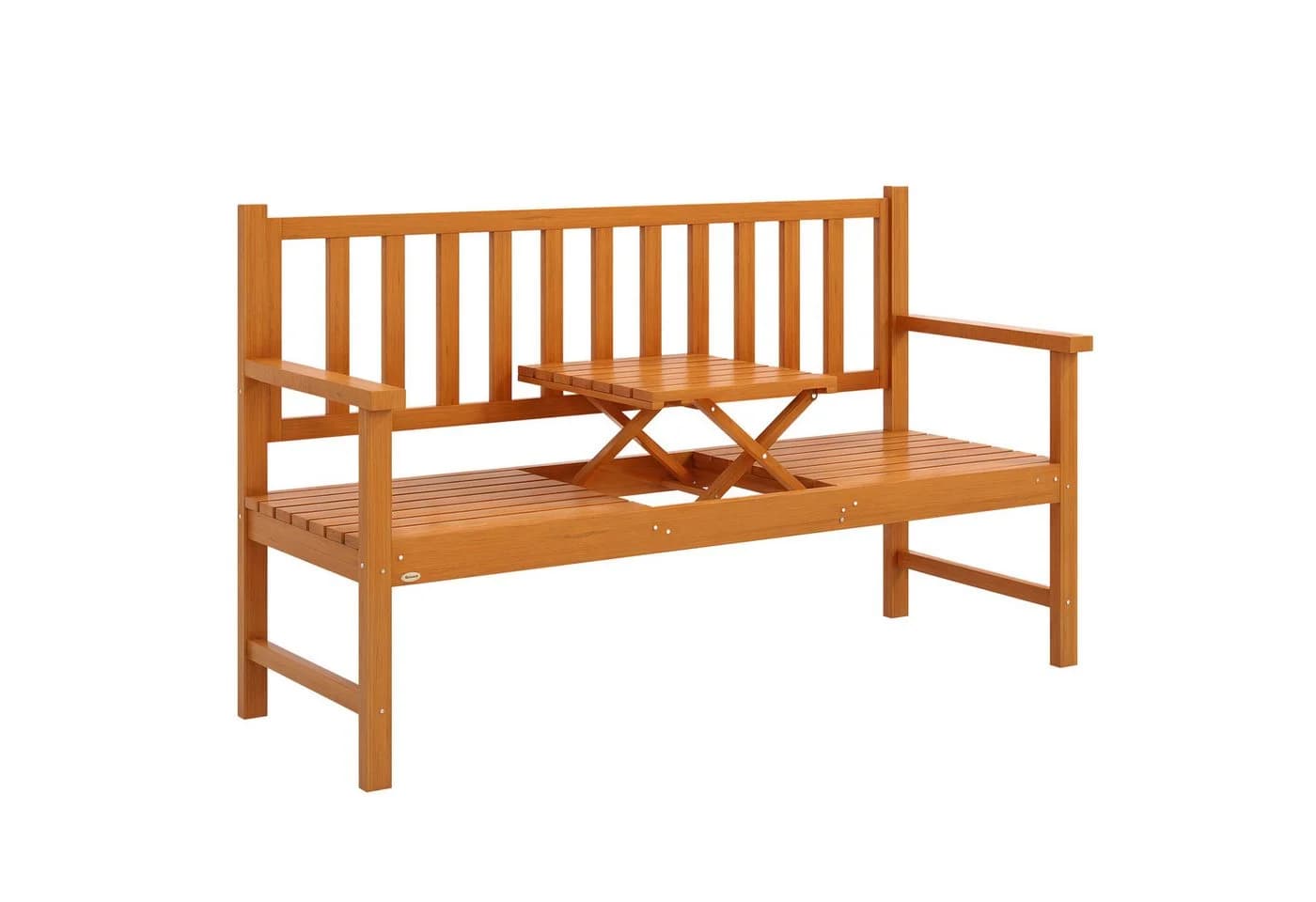 Outsunny Gartenbank 3-Sitzer mit Klapp-Tisch Kiefernholz Hellbraun