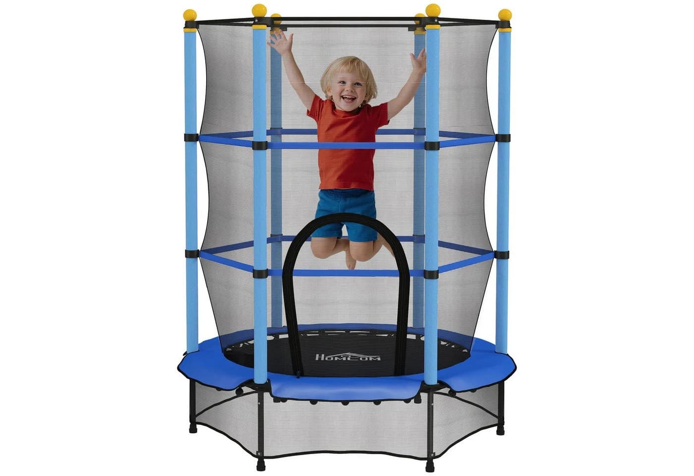 HOMCOM Kindertrampolin Blau mit Sicherheitsnetz und Randabdeckung