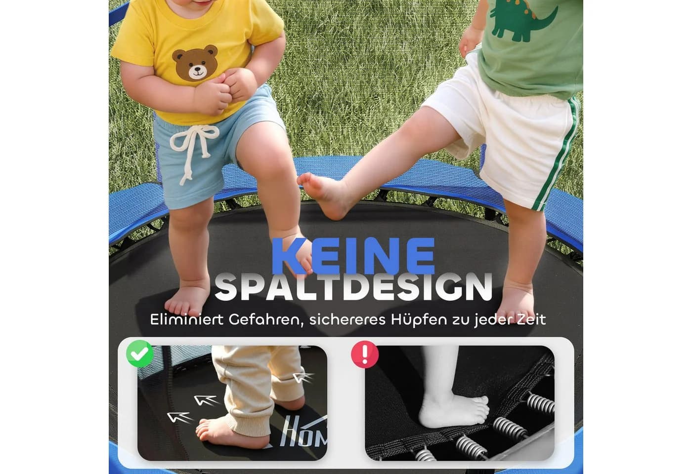 HOMCOM Kindertrampolin Blau mit Sicherheitsnetz und Randabdeckung - Bild 5