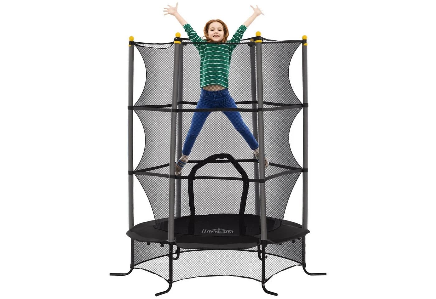 HOMCOM Kindertrampolin mit Sicherheitsnetz und Randabdeckung Schwarz