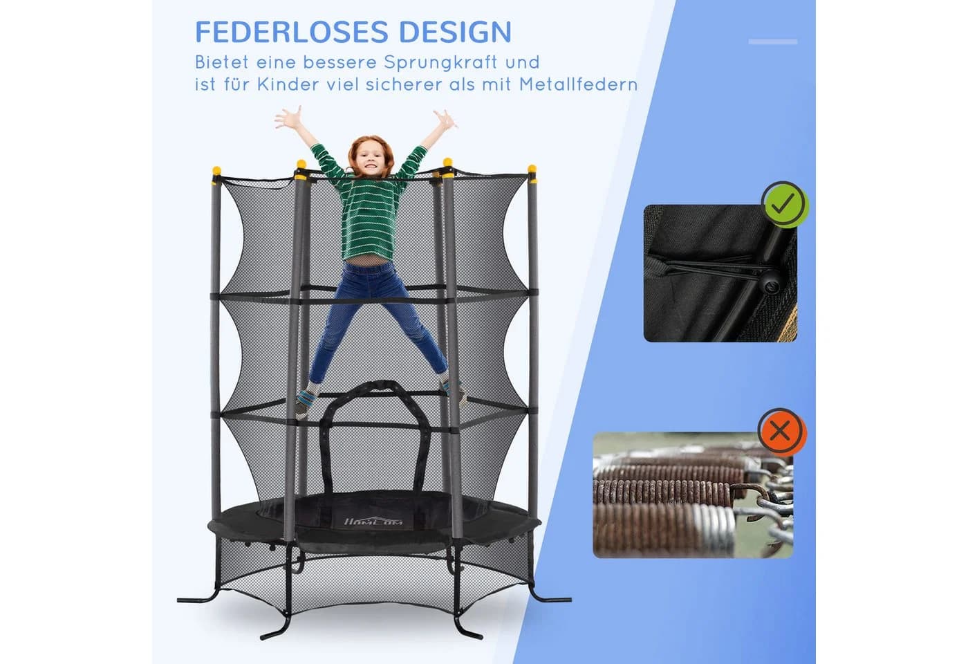 HOMCOM Kindertrampolin mit Sicherheitsnetz und Randabdeckung Schwarz - Bild 4