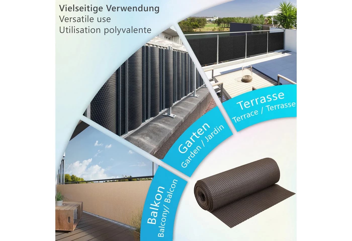 NYVI Balkonsichtschutz Polyrattan Beige 100% Blickdicht UV-fest - Bild 5