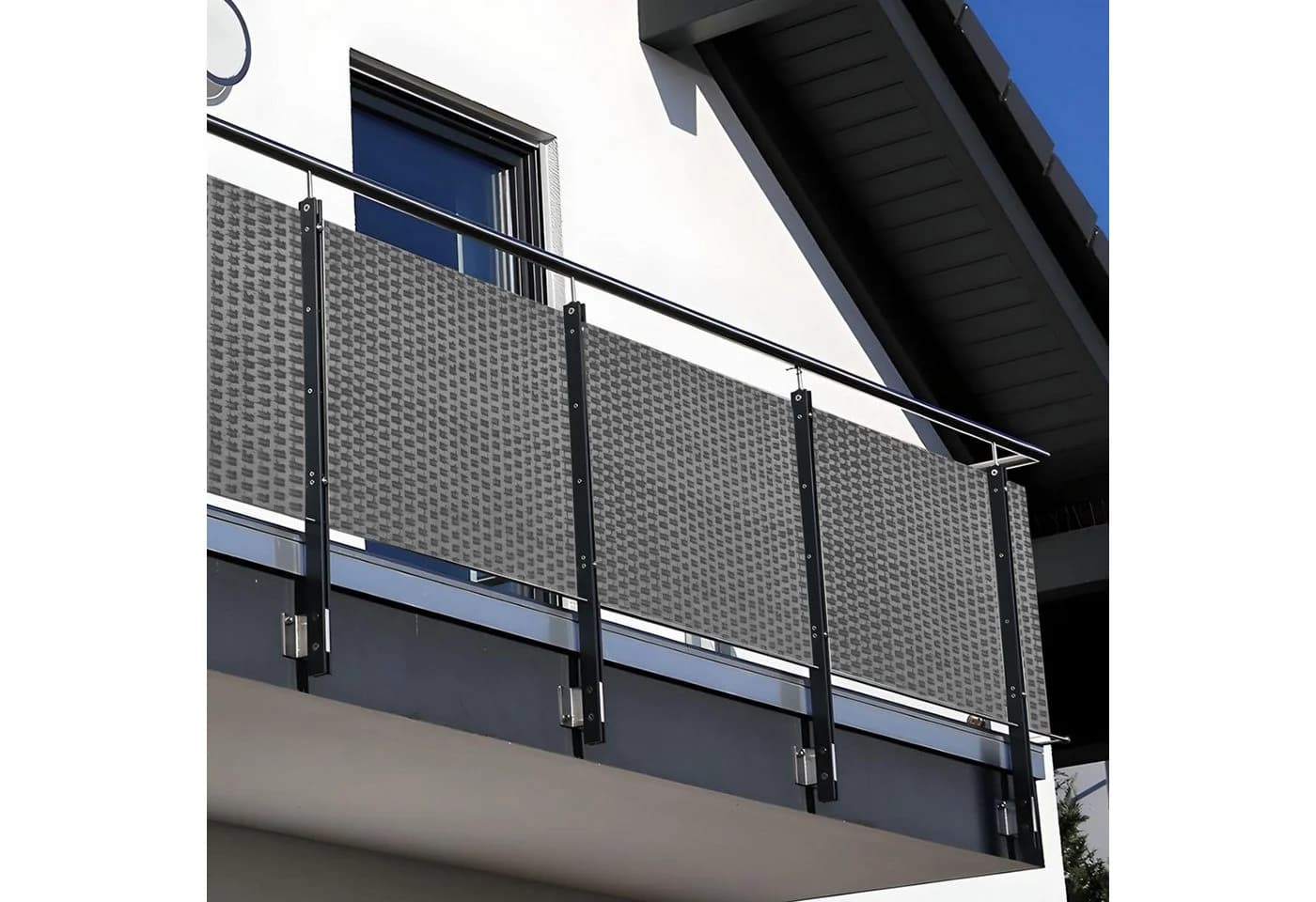 NYVI Balkonsichtschutz Privafence Hellgrau Polyrattan UV-fest - Bild 3