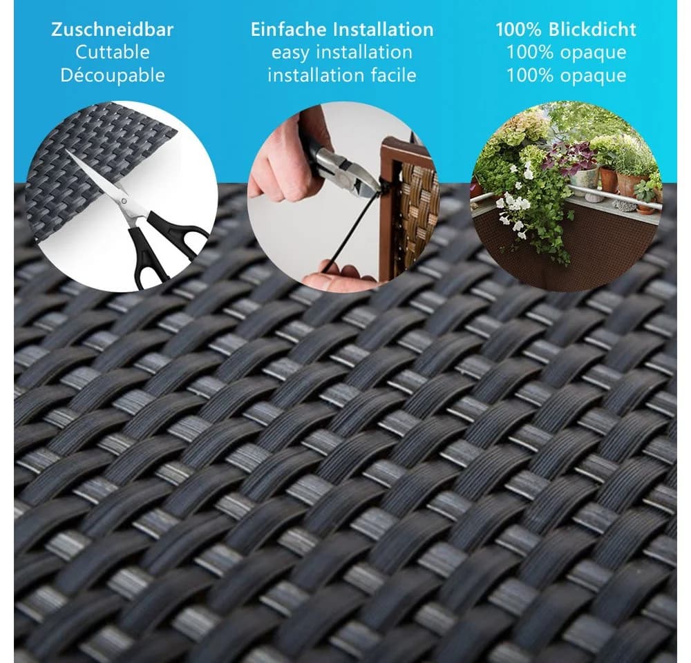 NYVI Balkonsichtschutz Privafence Hellgrau Polyrattan UV-fest - Bild 4