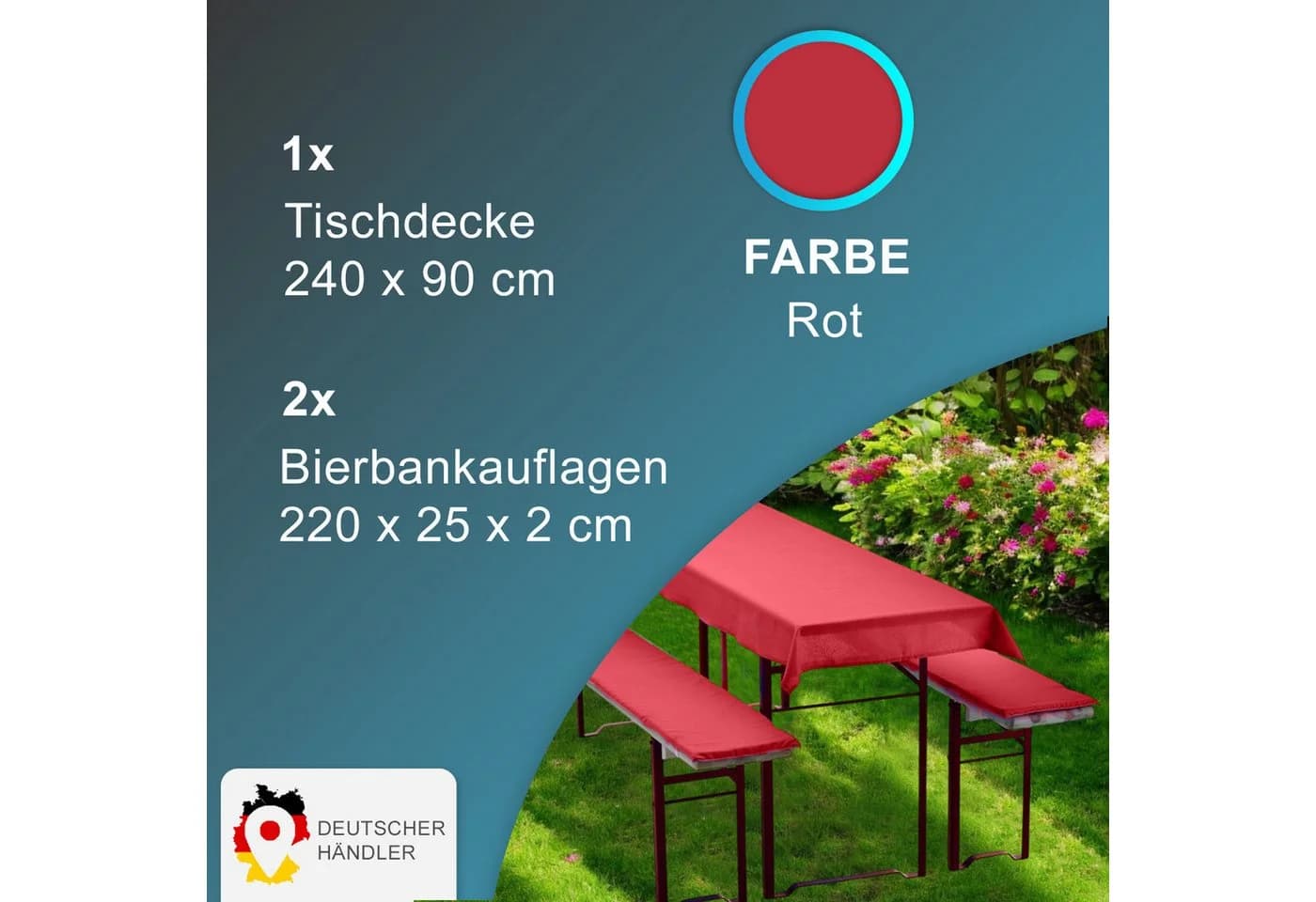 NYVI Bierbankauflagen Set 3-teilig Rot für Bierzeltgarnitur - Bild 3