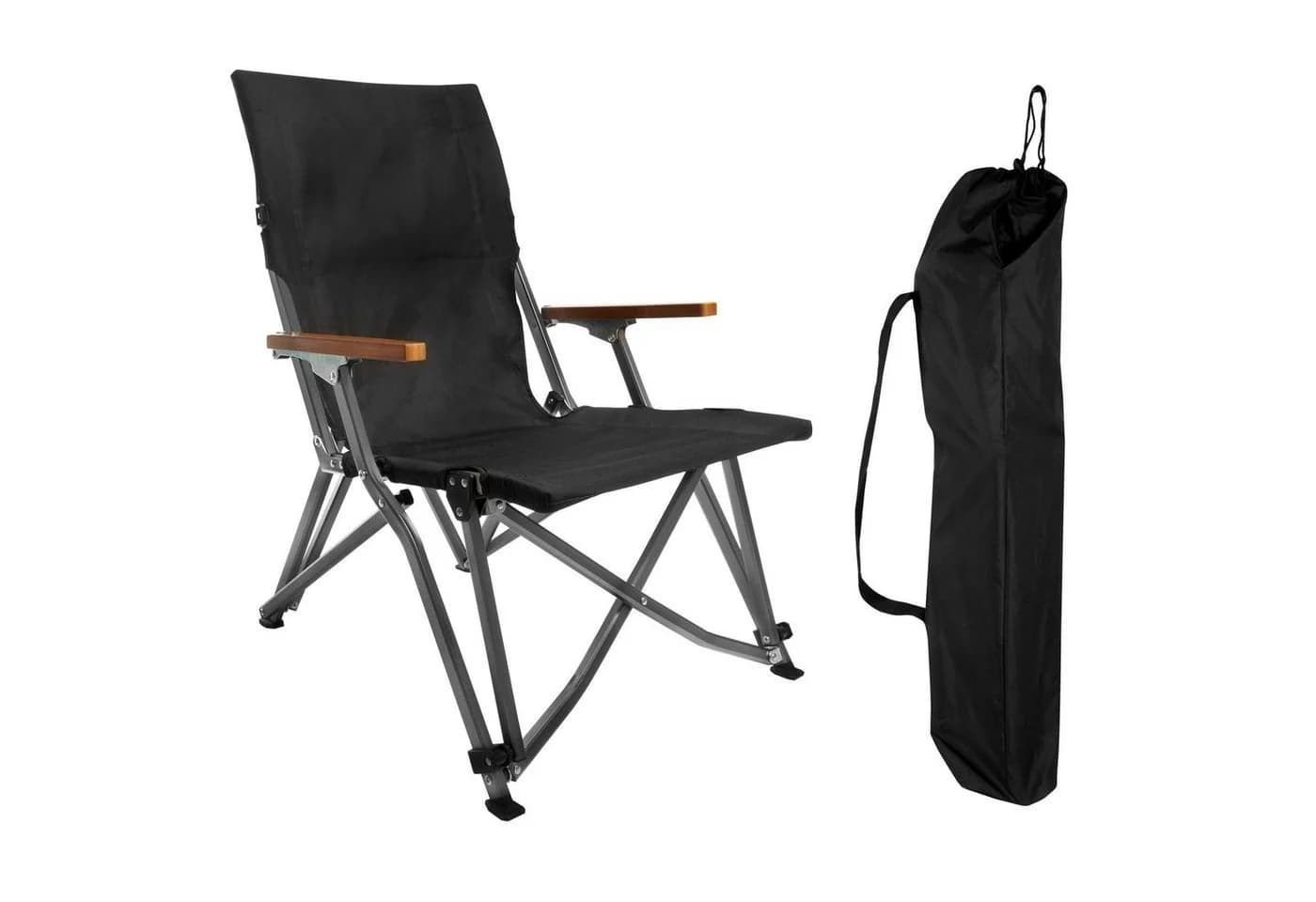 osoltus Campingstuhl Bergen Schwarz Aluminium Bambus
