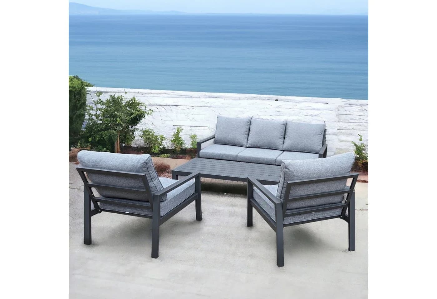 Osoltus Gartenlounge Set Haugesund 5-tlg. Grau Aluminium