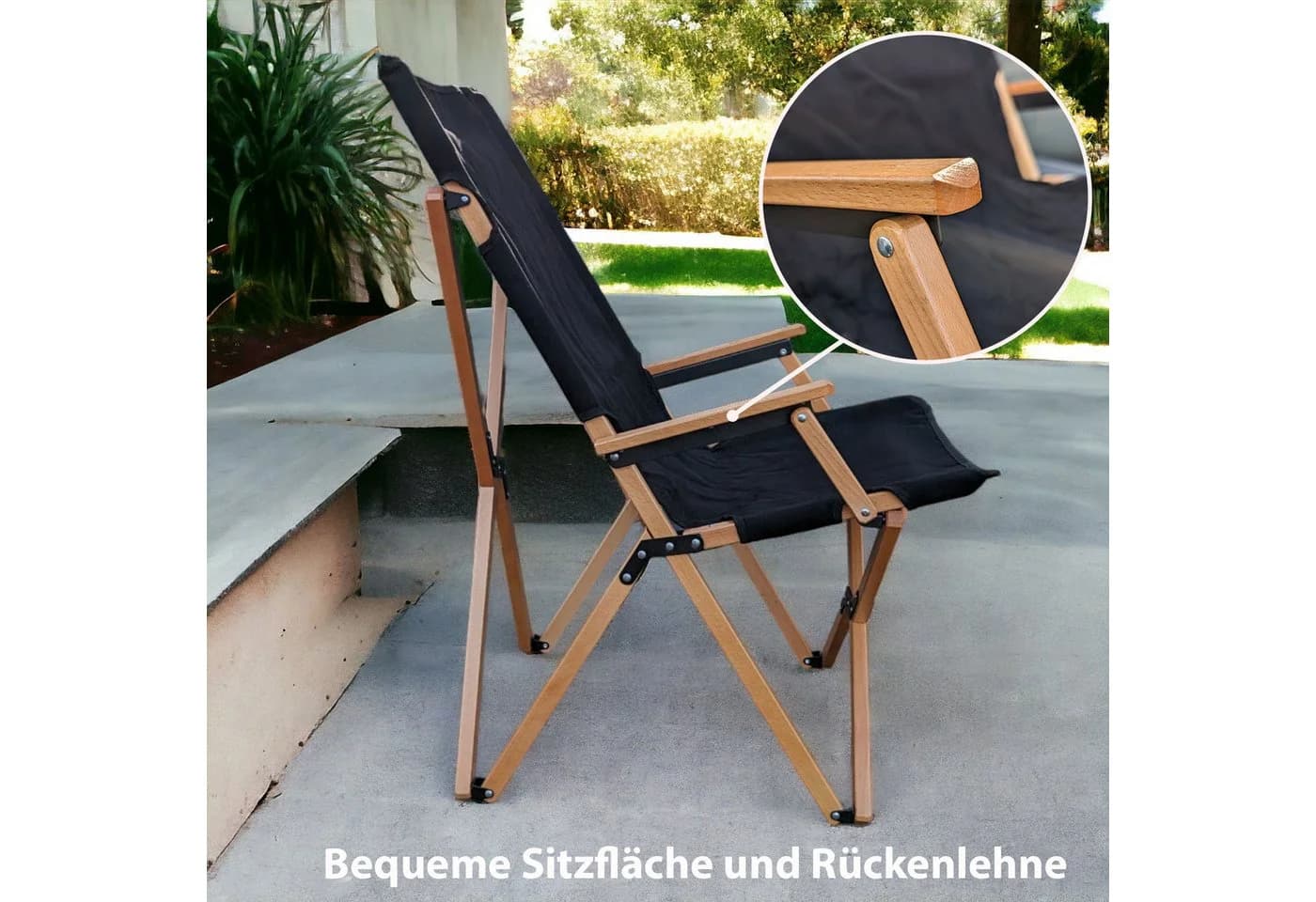 osoltus Naomi Campingstuhl Buche Schwarz mit Armlehne - Bild 5