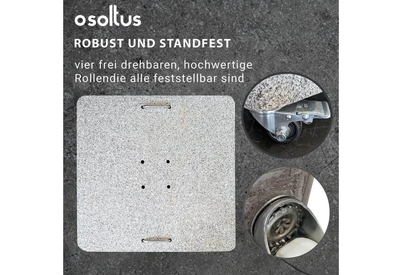 osoltus Granit Schirmständer 100 kg mit Rollen Grau - Bild 4