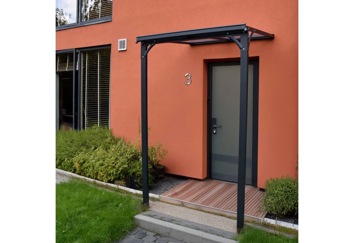 osoltus Haustürvordach Aluminium Polycarbonat Anthrazit