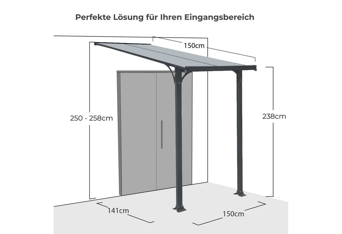 osoltus Haustürvordach Aluminium Polycarbonat Anthrazit - Bild 3