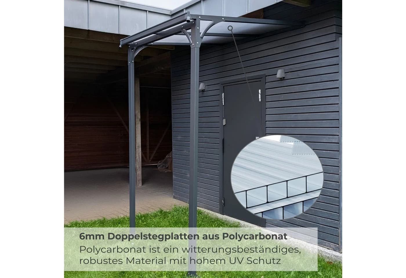 osoltus Haustürvordach Aluminium Polycarbonat Anthrazit - Bild 4