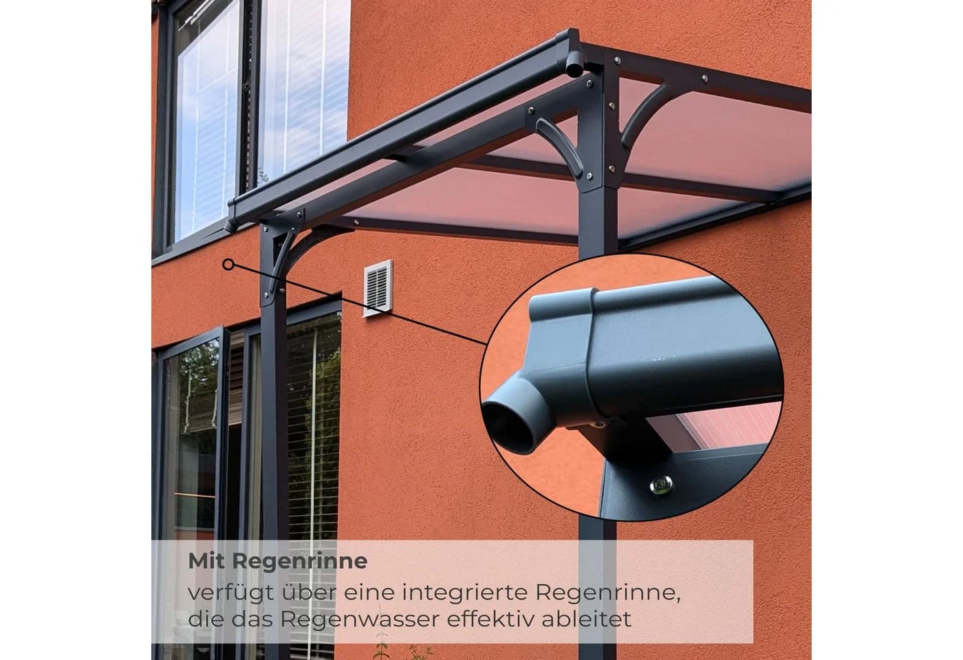 osoltus Haustürvordach Aluminium Polycarbonat Anthrazit - Bild 5