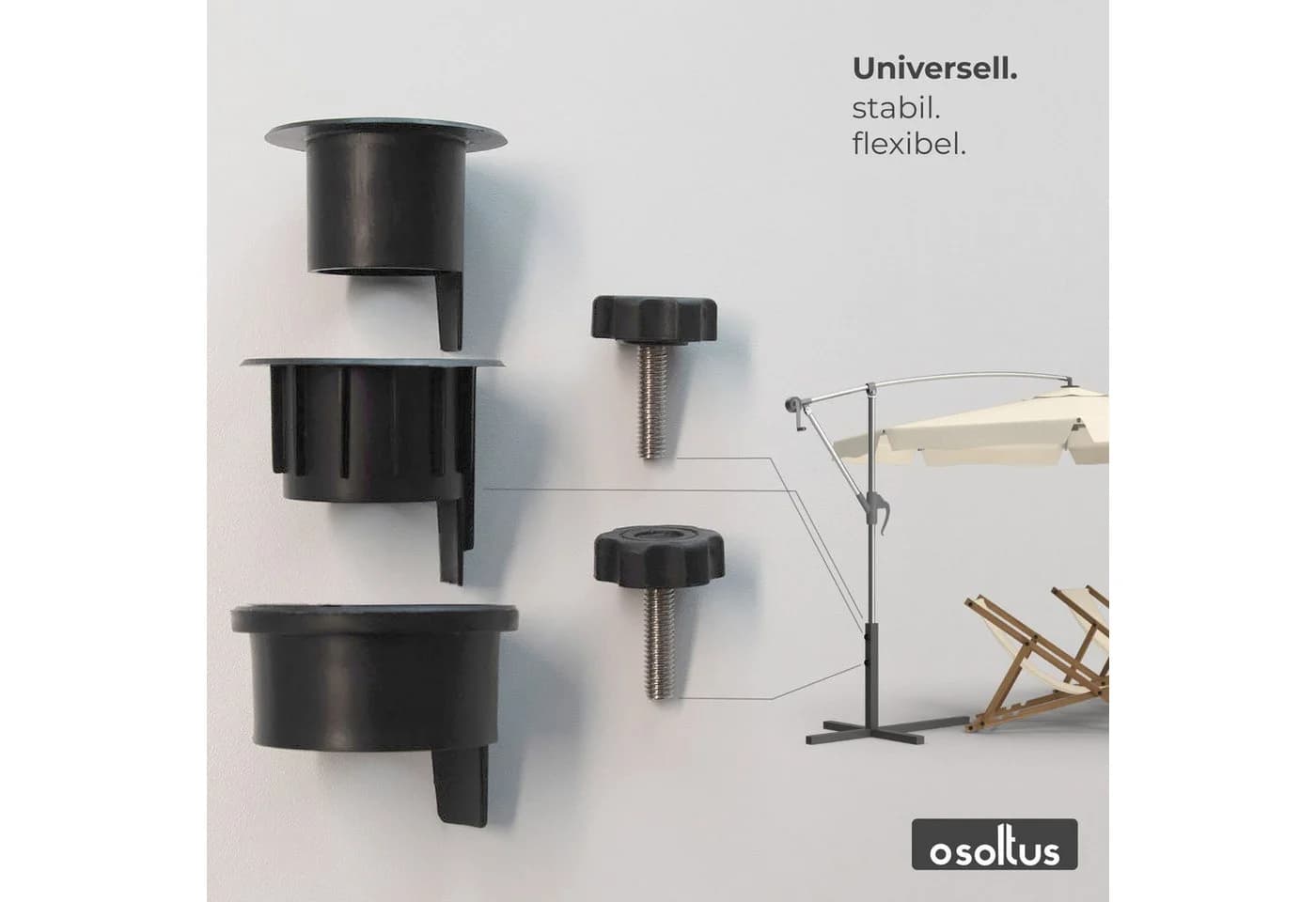 osoltus Kunststoffschirmständer Reduzierringe Adapter Schwarz - Bild 4