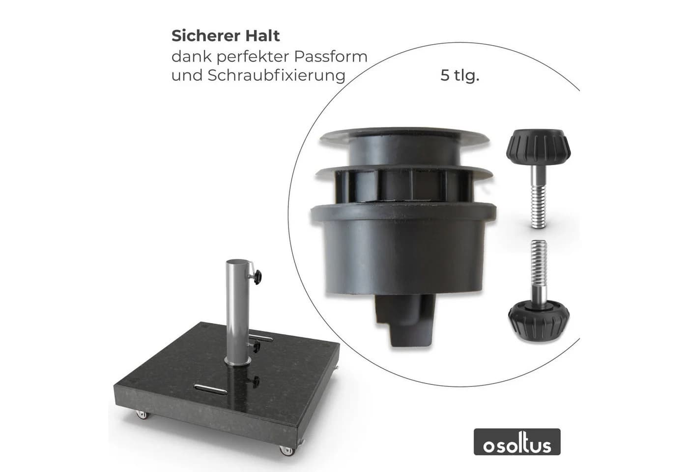 osoltus Kunststoffschirmständer Reduzierringe Adapter Schwarz - Bild 5