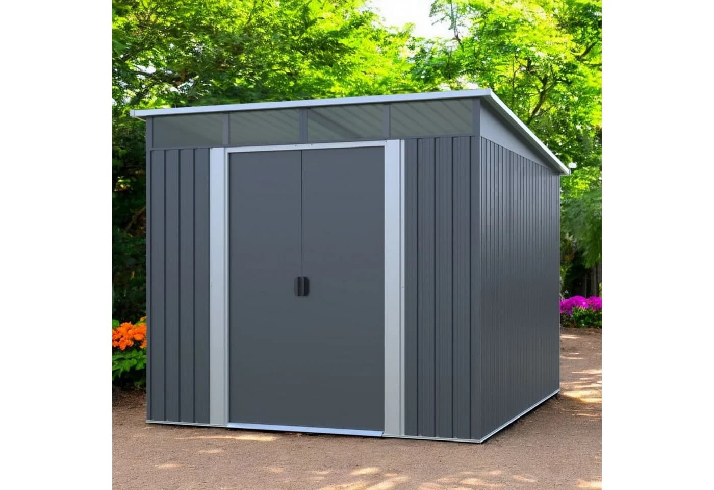 osoltus Metall Gerätehaus grau mit Pultdach