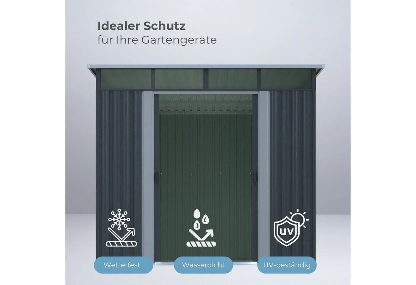 osoltus Metall Gerätehaus grau mit Pultdach - Bild 4