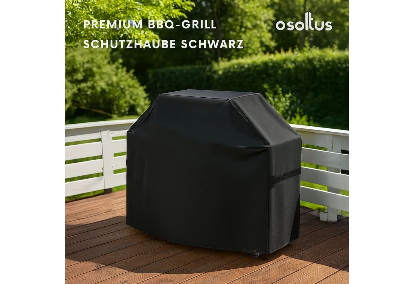 osoltus BBQ Abdeckhaube Schwarz - Premium Schutzhaube für Gasgrill