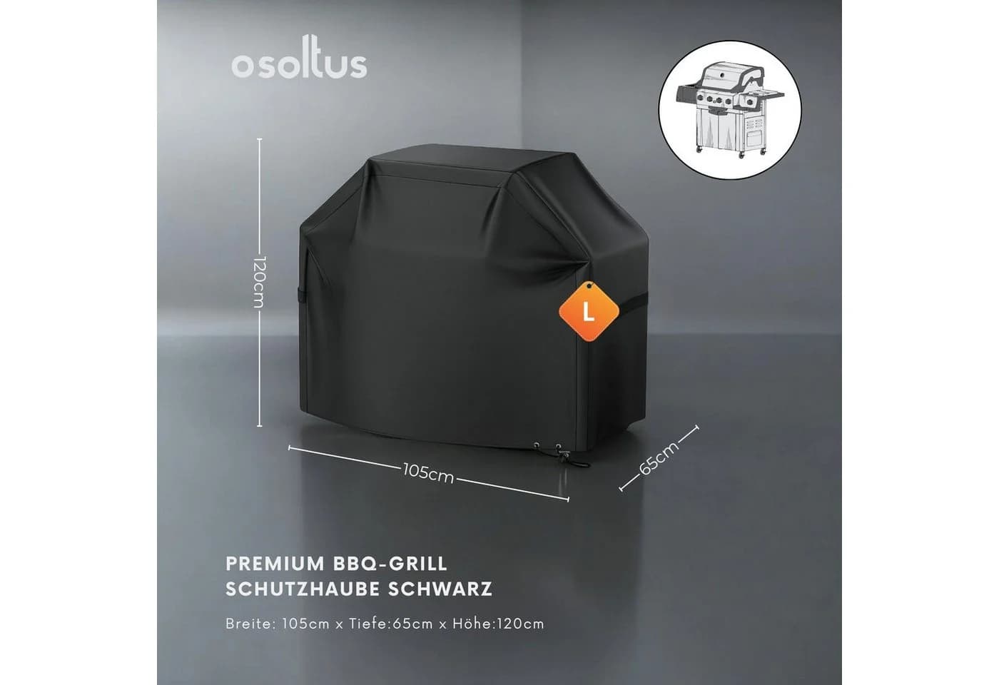 osoltus BBQ Abdeckhaube Schwarz - Premium Schutzhaube für Gasgrill - Bild 3