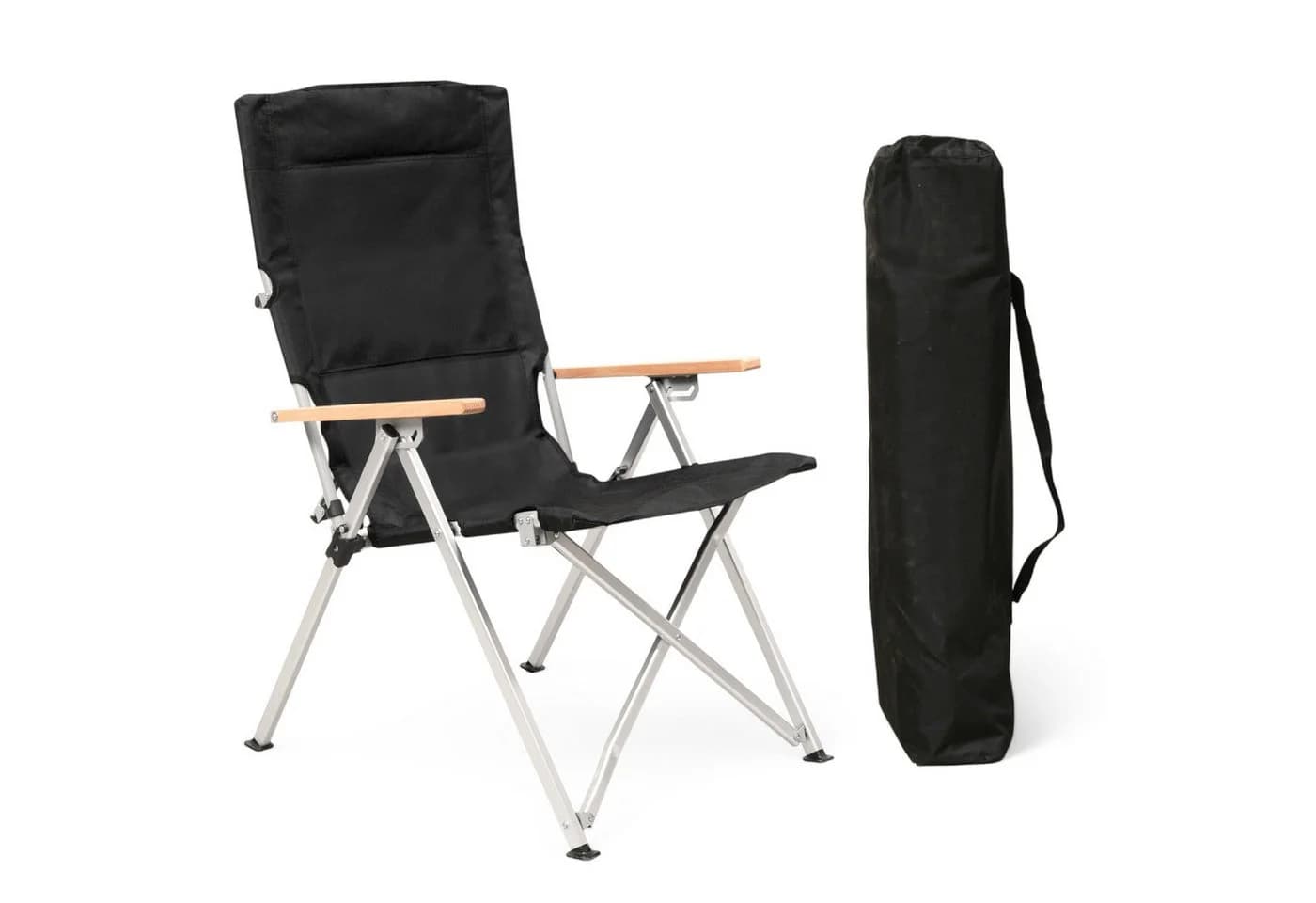 osoltus Campingstuhl faltbar verstellbar Aluminium mit Buchenholz-Armlehnen - Bild 2