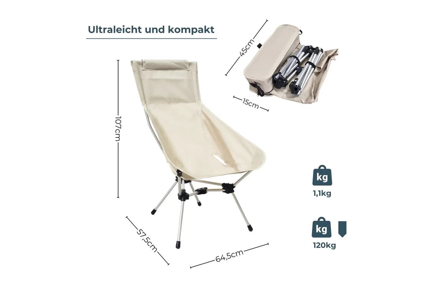 osoltus Ultraleichter Faltstuhl Campingstuhl mit Transporttasche - Bild 3
