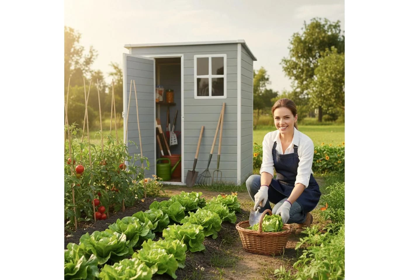 osoltus Lönneberga Gartenhaus Kunststoff Grau/Weiß