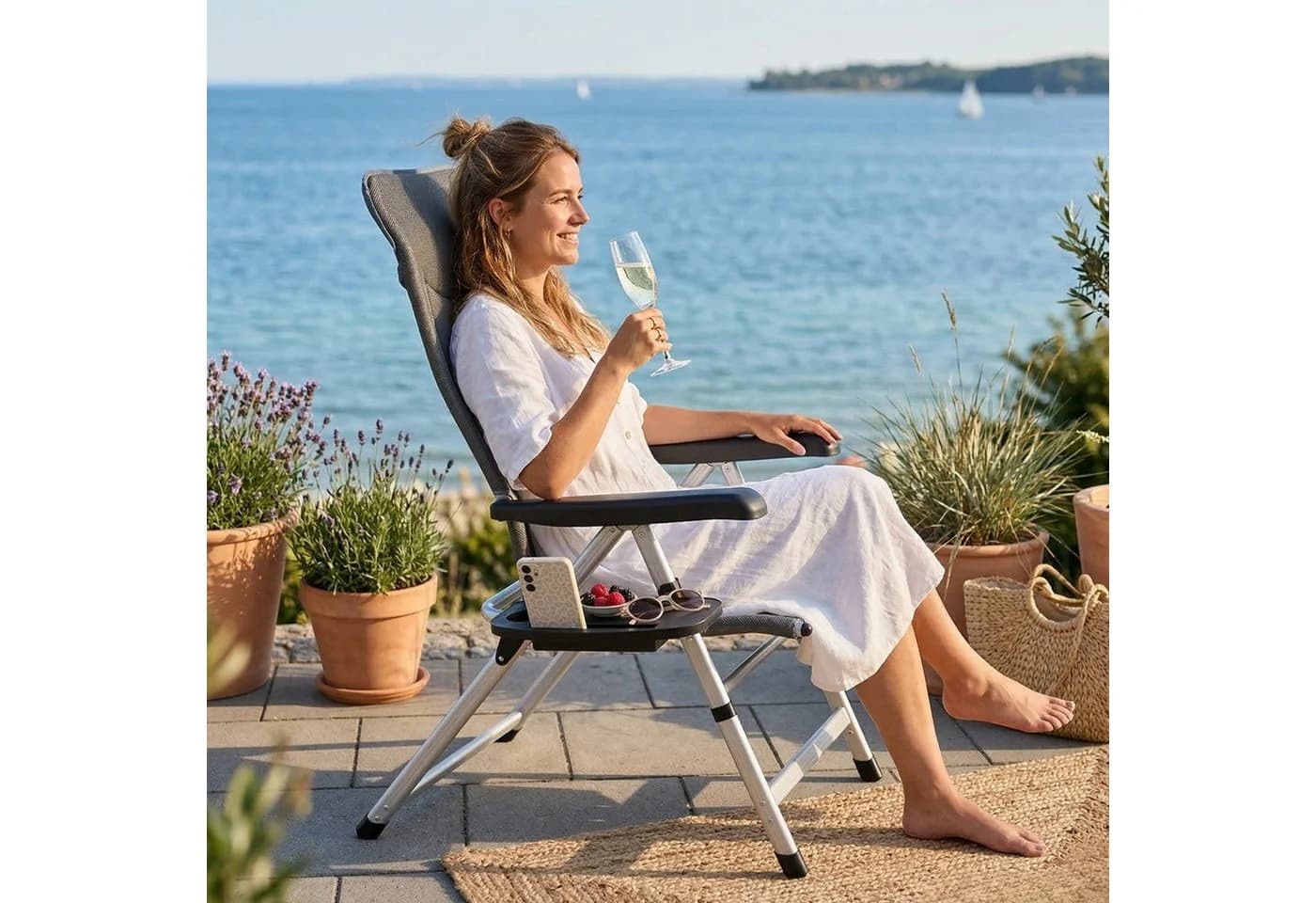 osoltus Getränkehalter Schwarz für Camping Sessel Soft Touch