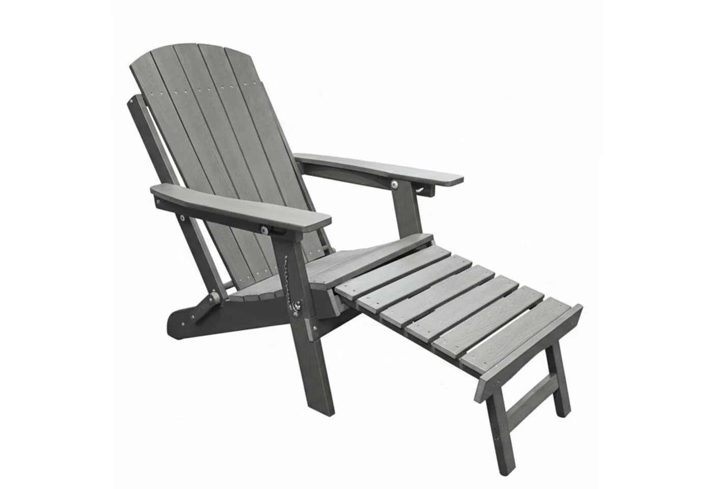 osoltus Canadian Deckchair Adirondack Stuhl mit Fußhocker HDPE Grau - Bild 2