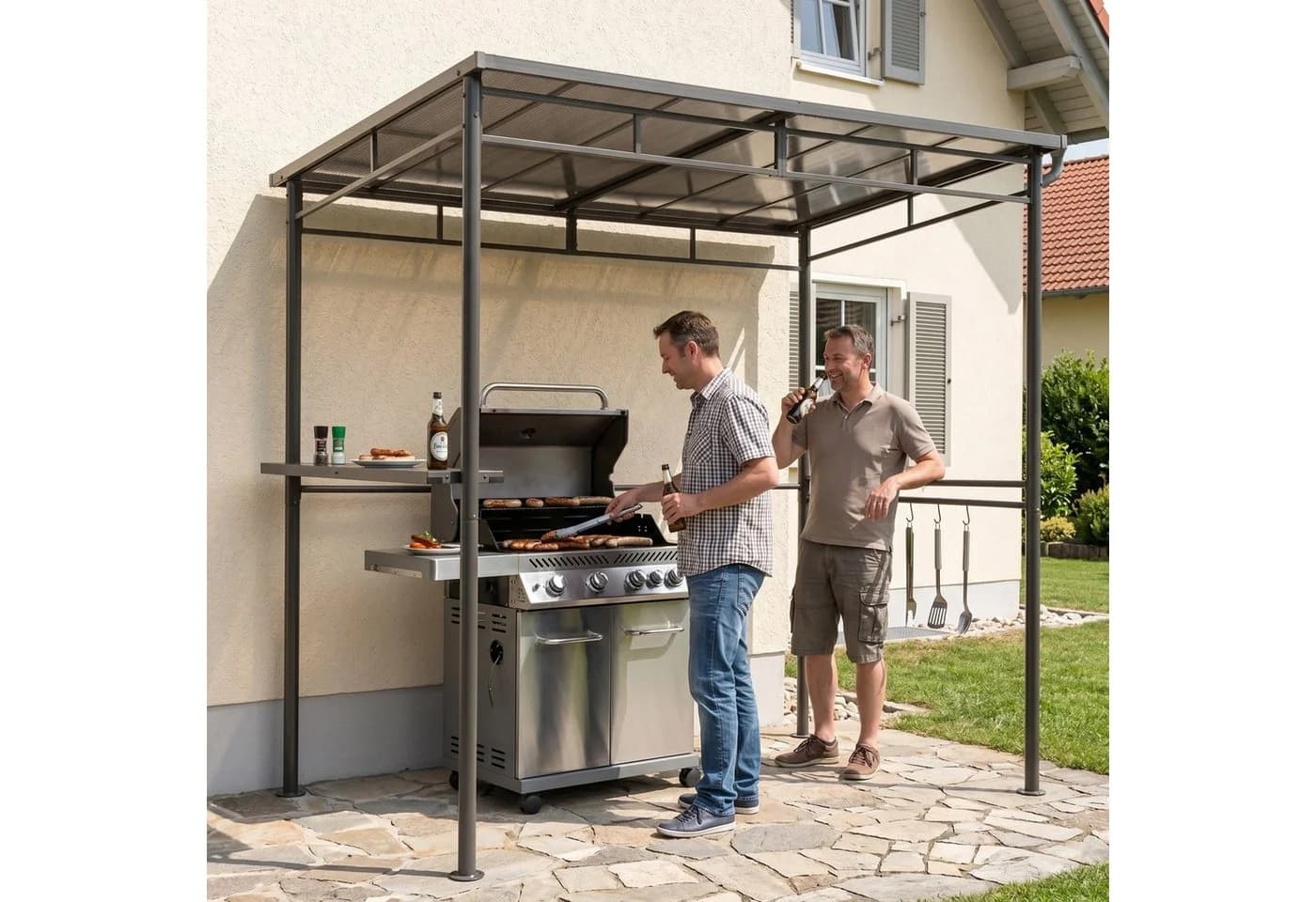 osoltus Grillpavillon mit Doppelstegplatte Dach Anthrazit