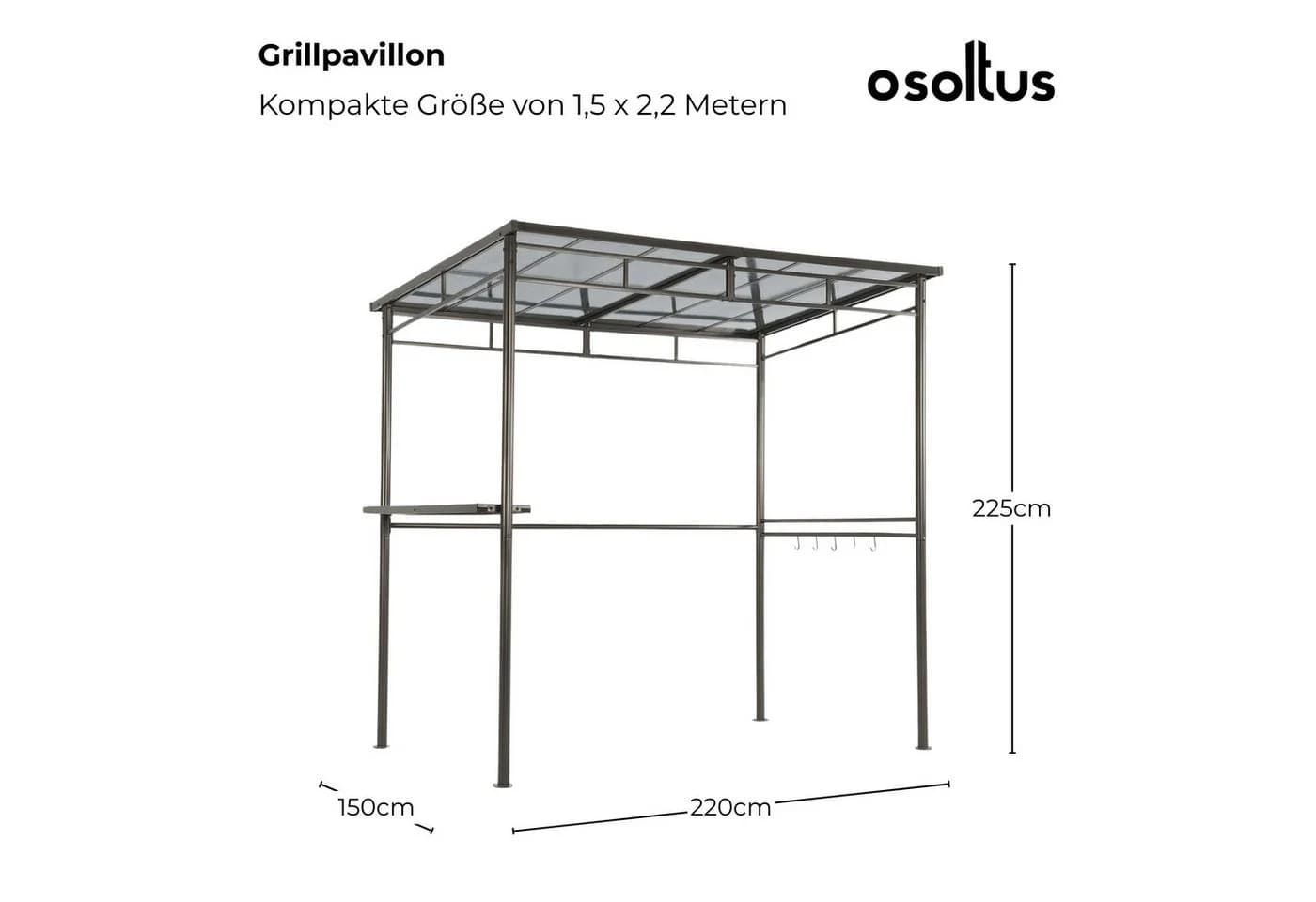 osoltus Grillpavillon mit Doppelstegplatte Dach Anthrazit - Bild 3