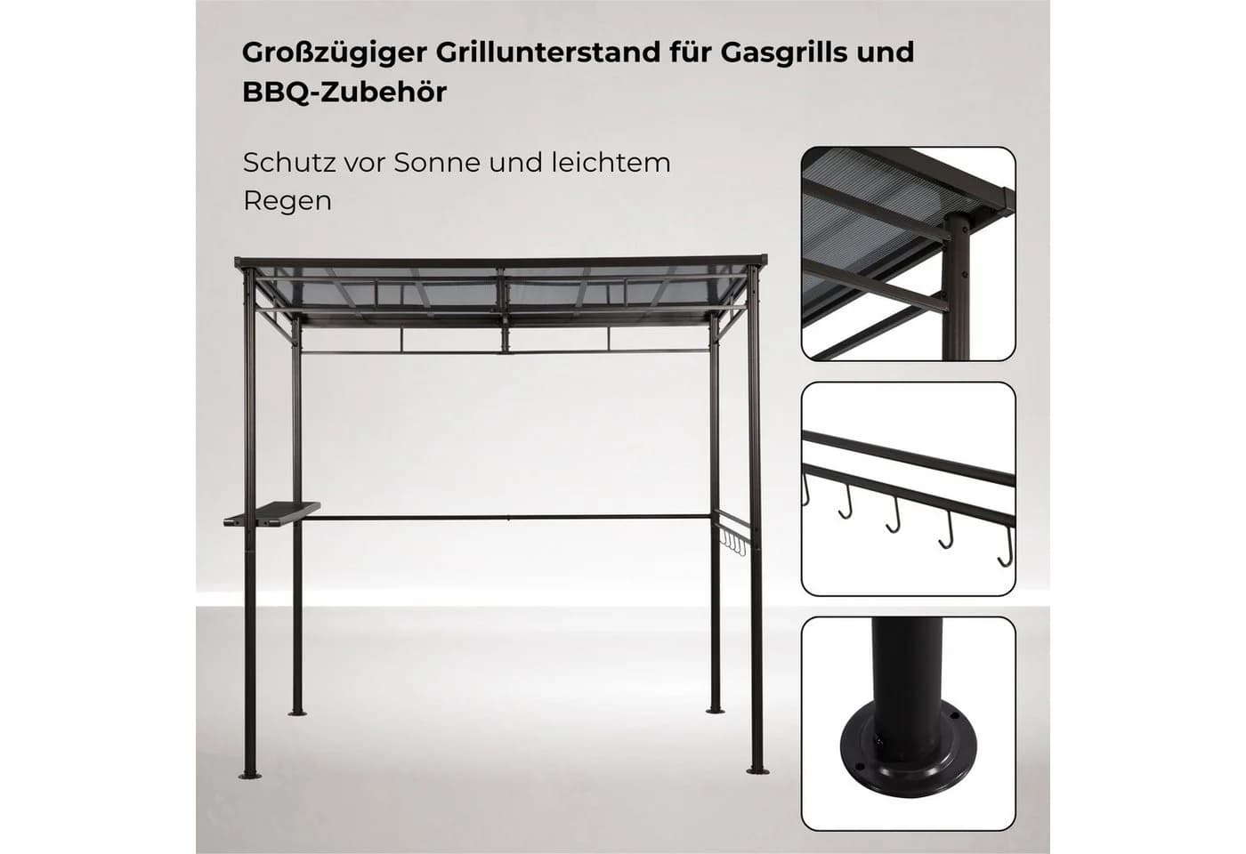 osoltus Grillpavillon mit Doppelstegplatte Dach Anthrazit - Bild 5