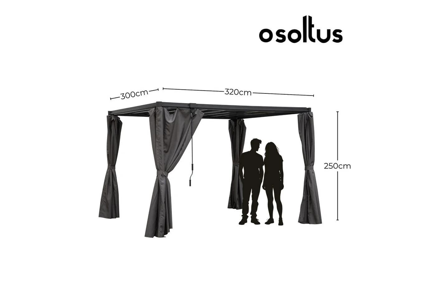 osoltus Lamellen-Pavillon Pergola mit Vorhang Anthrazit - Bild 3